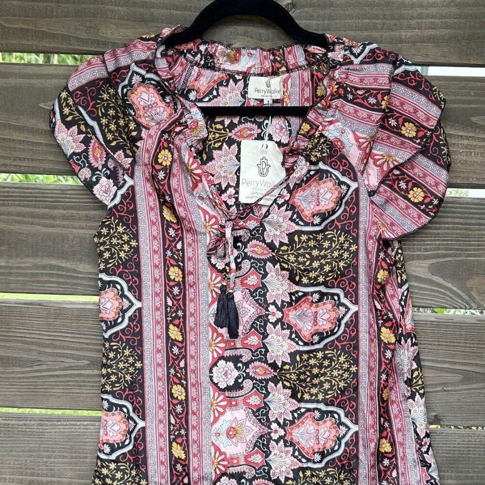 Varina Top - Red and Black Paisley